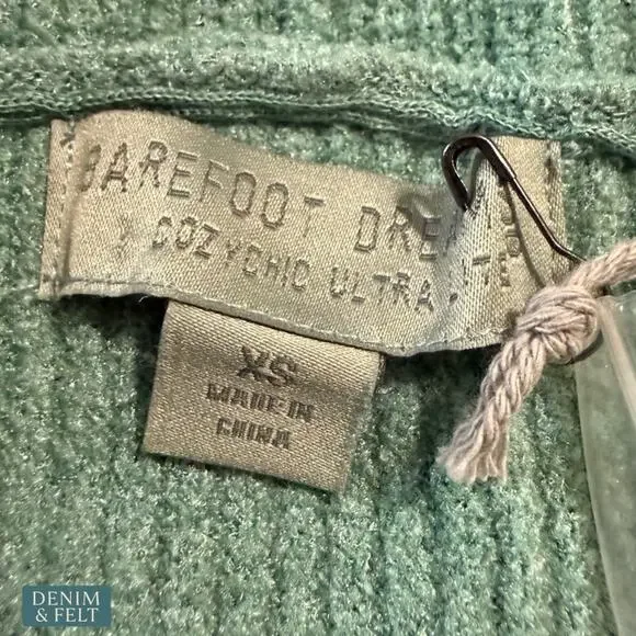 NEW Barefoot Dreams CozyChic Ultra Lite Hooded Ribbed Cardigan Aquamarine XS - Picture 8 of 11